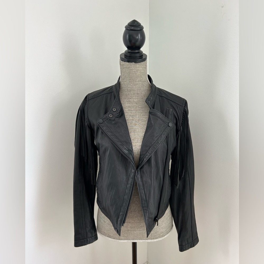 Vintage Converse All Star Faux Leather Jacket With Fringe Small